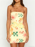 Tree Print Strapless Mini Dress