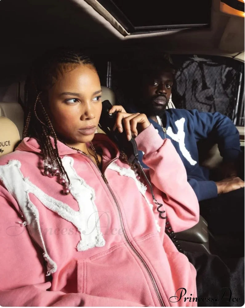 Trendy Retro Embroidered Oversized Hoodie