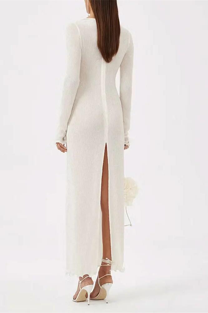 Fernanda Premium Polyester V Neck Slit Maxi Dress Wardrobe Essential