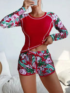 Tropical Print Rashguard Two Piece Set