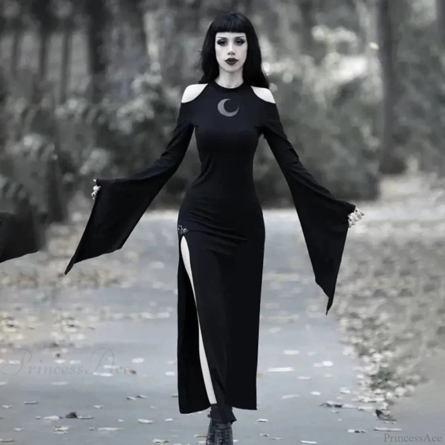 Trumpet Sleeve Lunar Maxi Dress