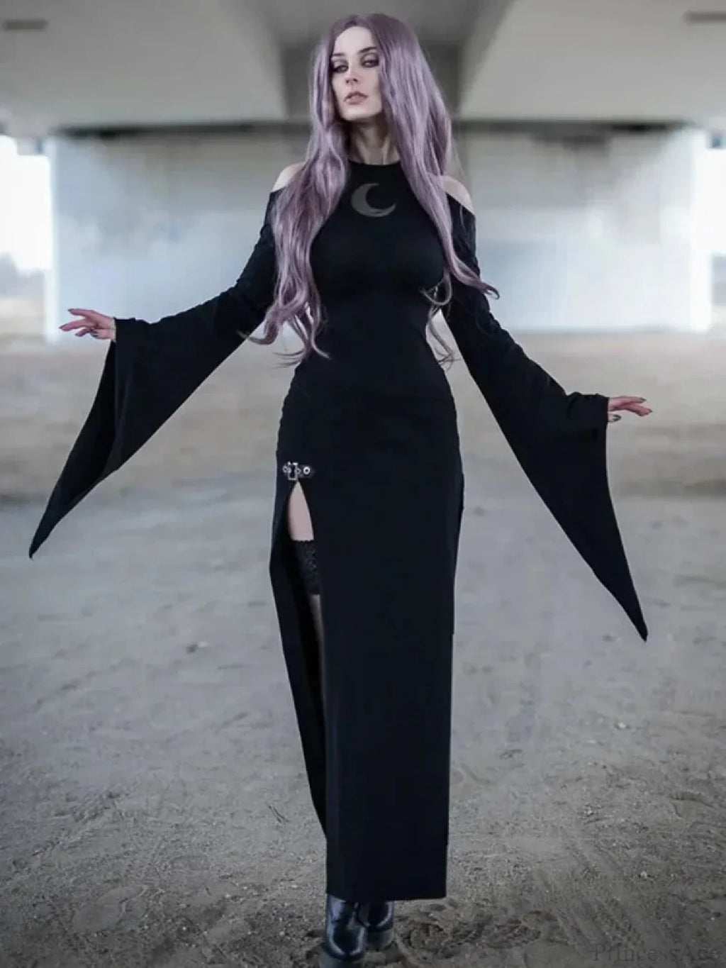 Trumpet Sleeve Lunar Maxi Dress