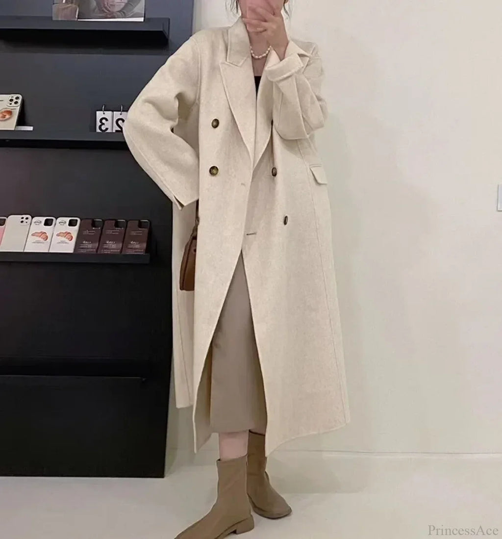 Turn-Down Collar Cashmere Wool Overcoat