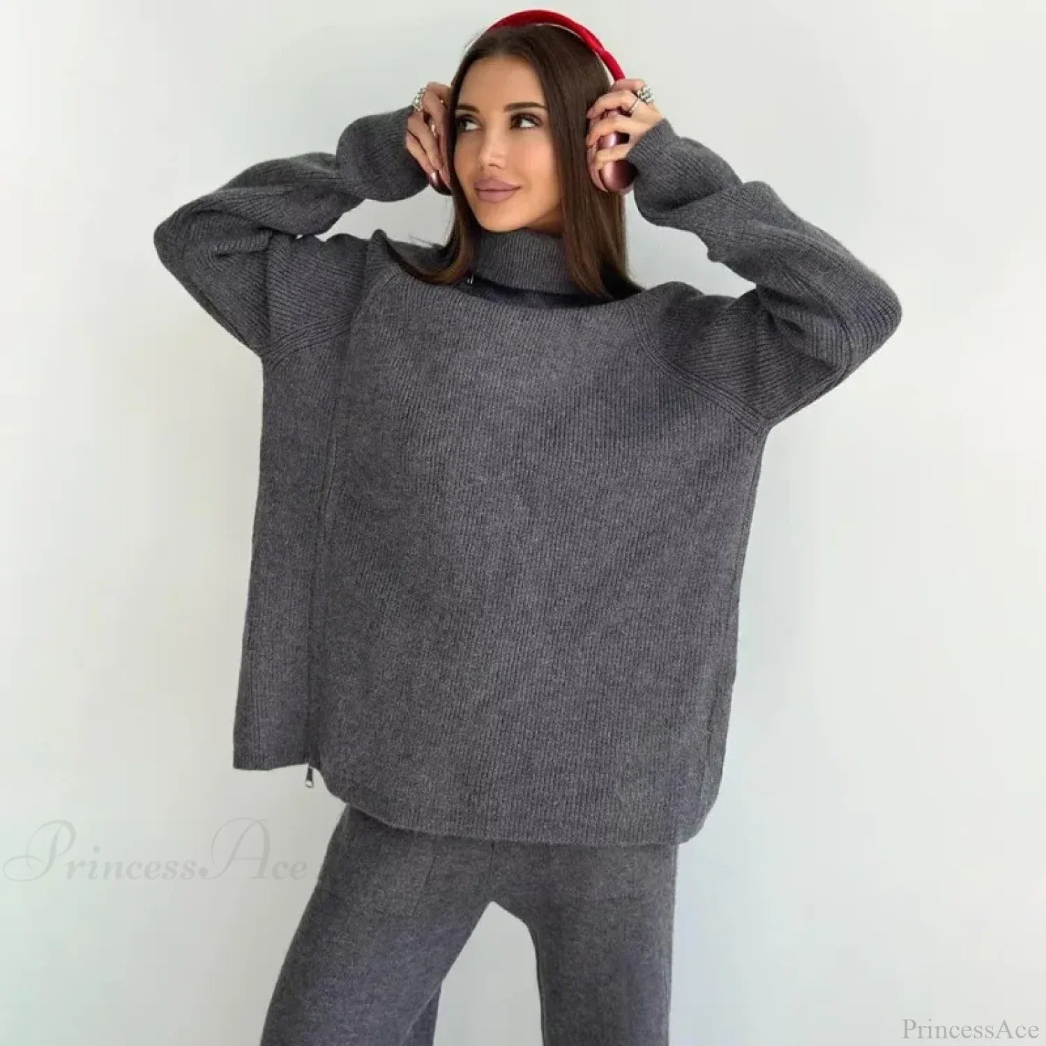 Turtle Collar Zip Sweater