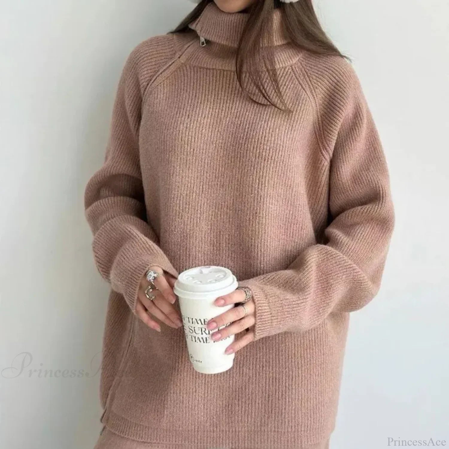 Turtle Collar Zip Sweater
