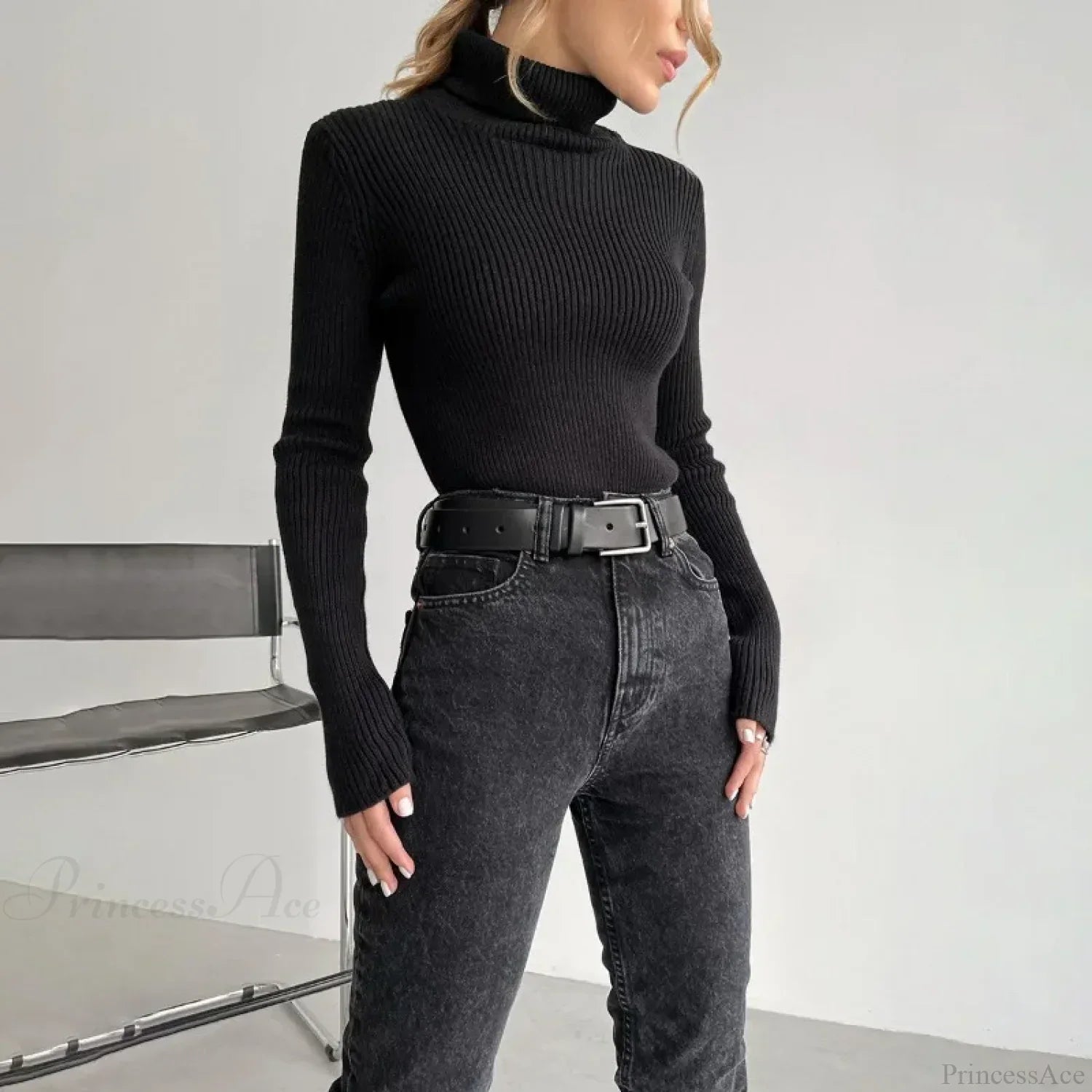 Turtleneck Slim Pullover Long Sleeve Sweater