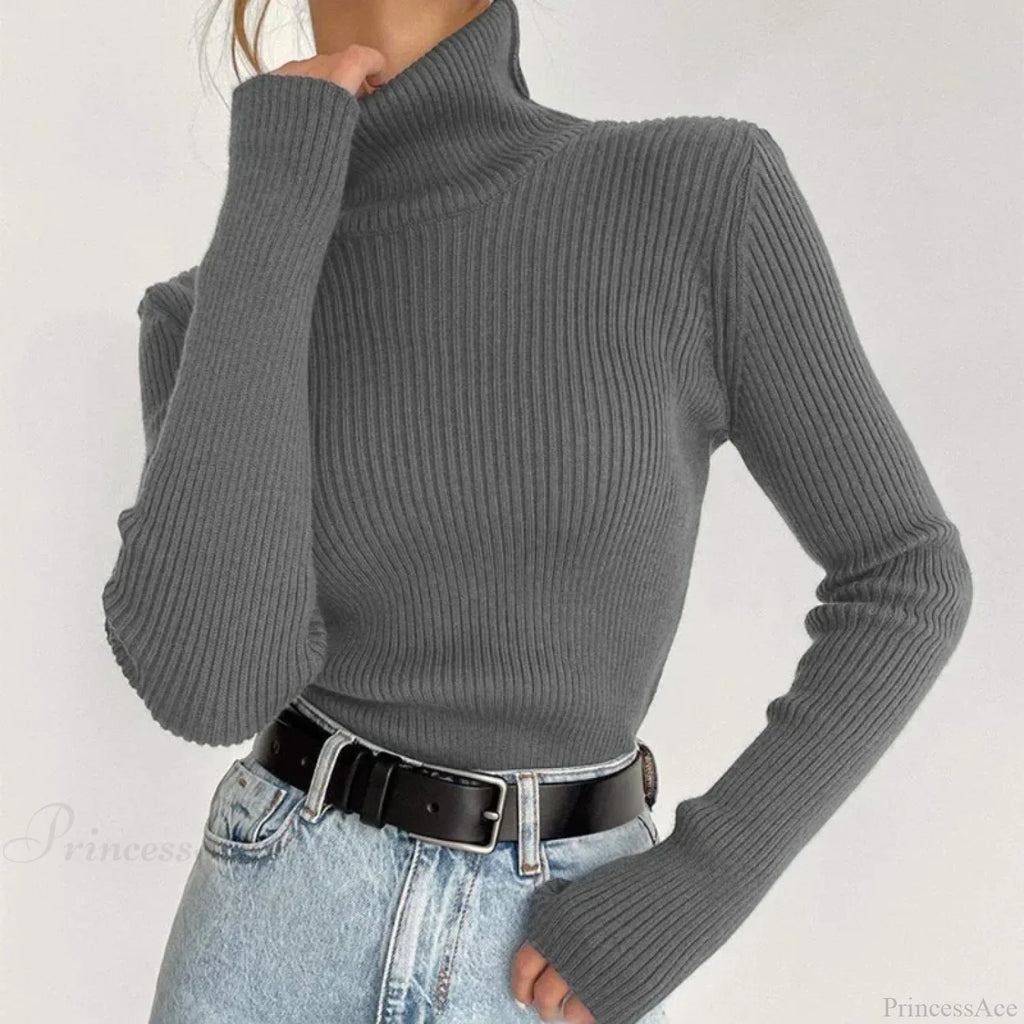 Turtleneck Slim Pullover Long Sleeve Sweater