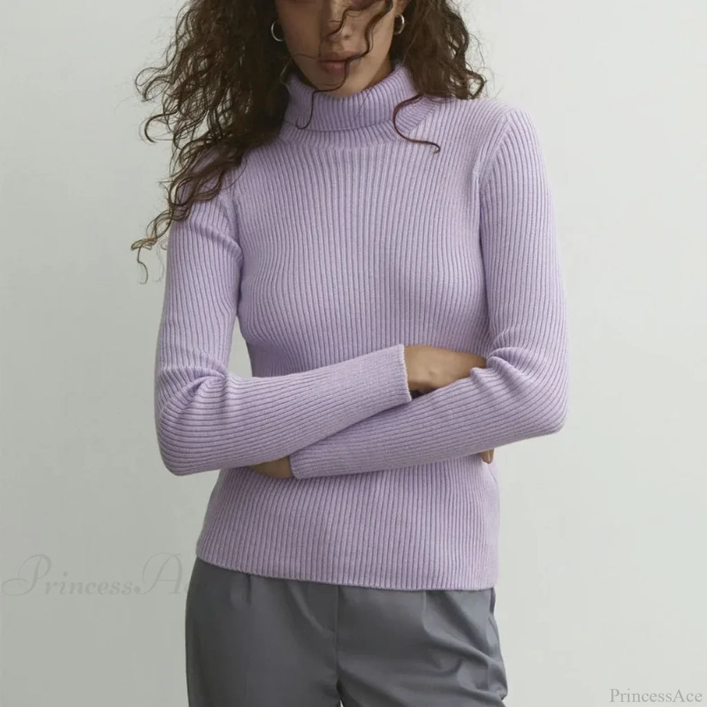 Turtleneck Slim Pullover Long Sleeve Sweater