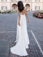 U-Neck Long Sleeve Backless Wedding Dress