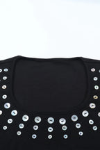 U Neck Long Sleeve Hot Fitted Mini Dress