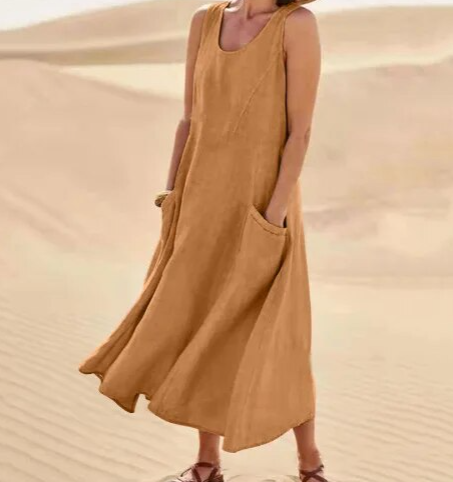 Fabiana Minimalist Dress with Pockets Elevated Occasion Wear