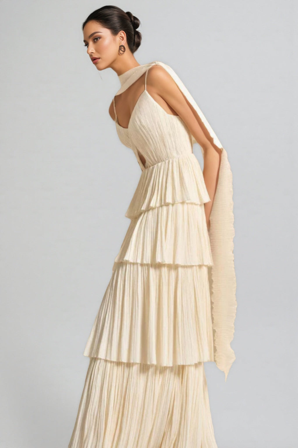 Ulwed Openwork Pleated Maxi Dress