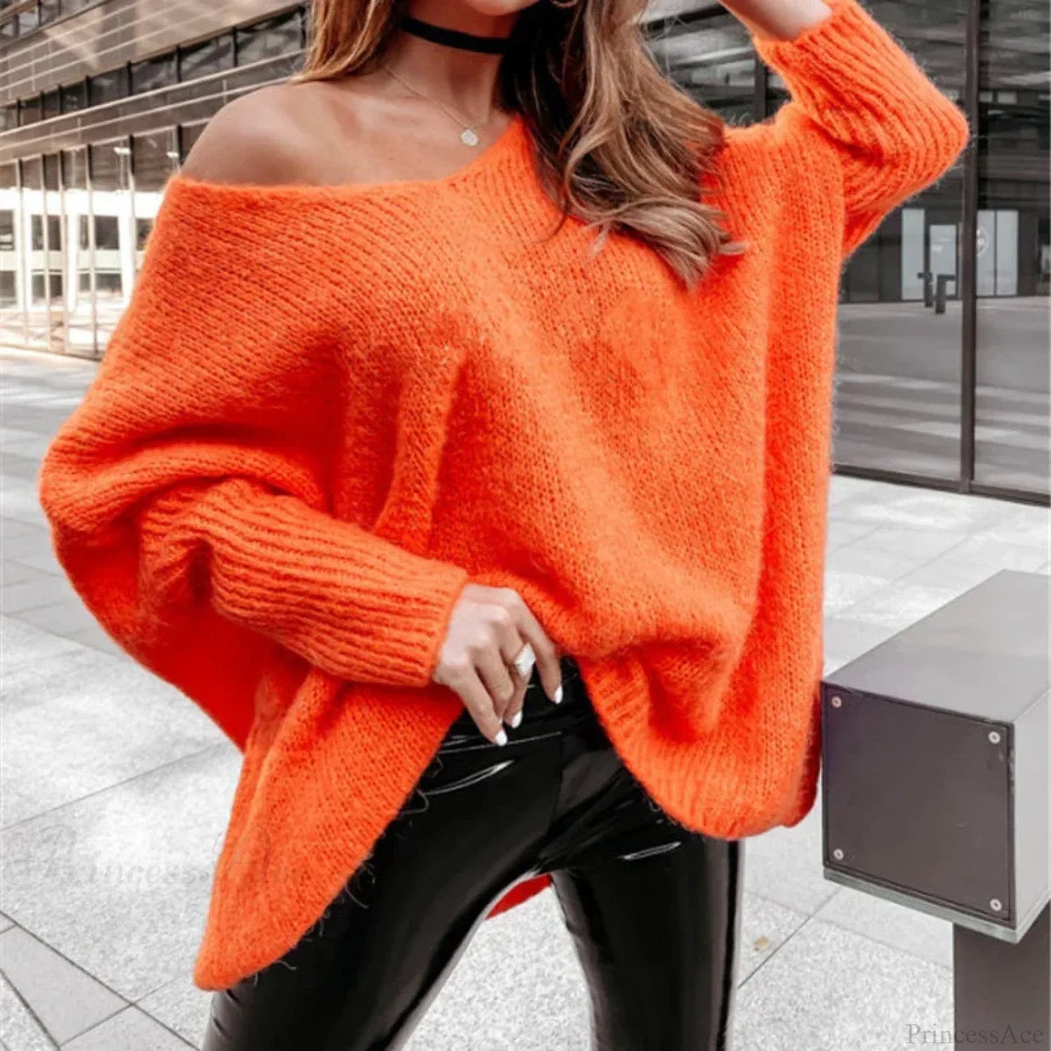 V - Neck Batwing Sleeve Y2k Sweater