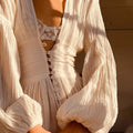 V Neck Button Down Maxi Dress