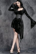 V-Neck Flare Sleeve Gothic Dress