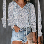 V-Neck Flowered Women's Bohemian Dokotoo Top