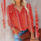 V-Neck Flowered Women's Bohemian Dokotoo Top