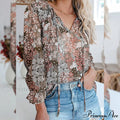 V-Neck Flowered Women's Bohemian Dokotoo Top