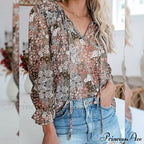V-Neck Flowered Women's Bohemian Dokotoo Top