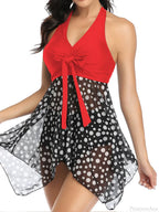 V-neck Printed Halter Tankini Two Piece Set