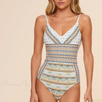 V-Neck Push Up Cross One Piece Swimsuit