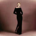 V-Neck Rhinestone Bandage Long Sleeve Fall Prom Dress