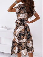 V neck Short sleeved Shirt Dress