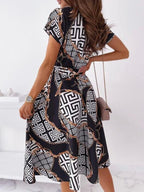 V neck Short sleeved Shirt Dress
