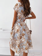 V neck Short sleeved Shirt Dress
