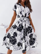 V neck Short sleeved Shirt Dress