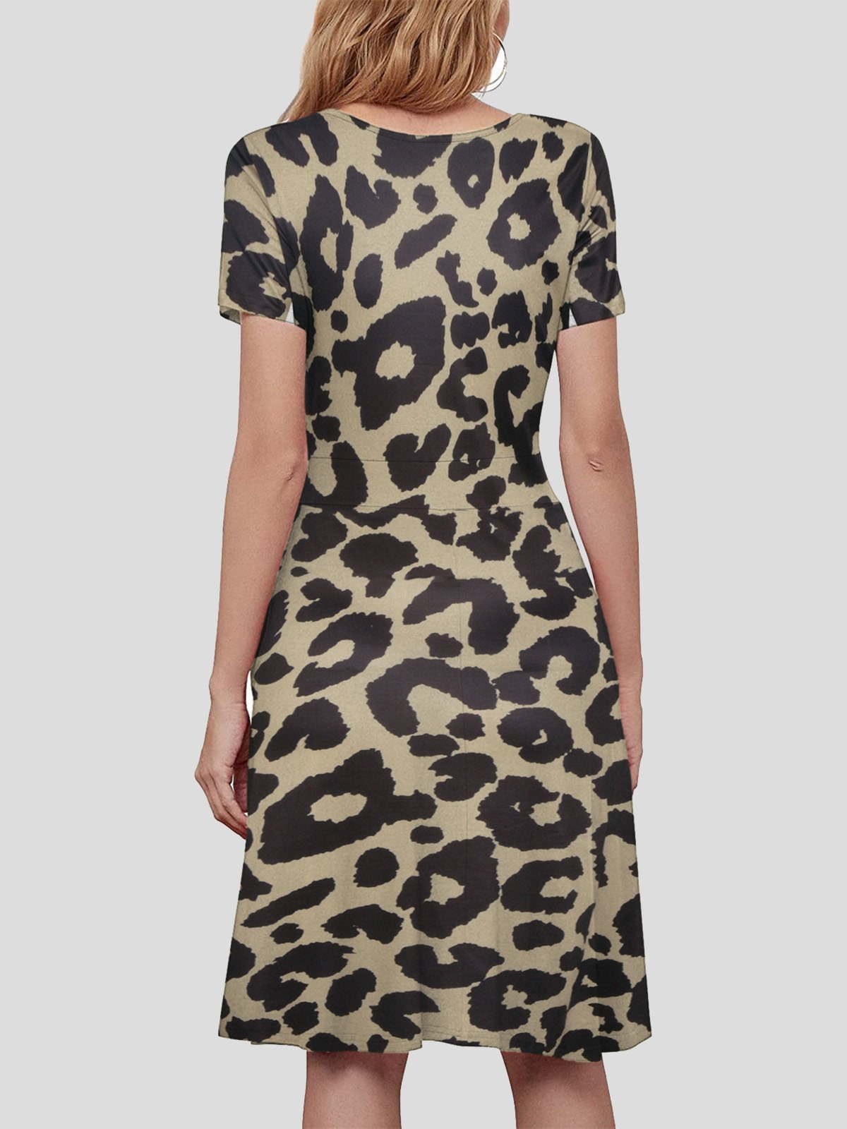 V neck Short sleeved Sun Flower Print Dress