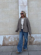 V-neck Single Breasted Wool Coat