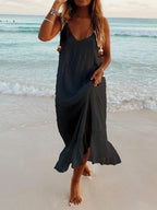 V Neck Sleeveless Beach Resort Boho Dress