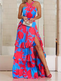 V neck Sleeveless Bohemian Dress With Slits