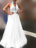 V neck Sleeveless Halterneck Fashion Dress