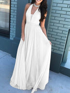V neck Sleeveless Halterneck Fashion Dress