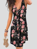 V neck Sleeveless Print Mini Dress