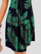 V neck Sleeveless Print Mini Dress