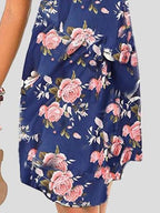 V neck Sleeveless Print Mini Dress