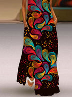 V Neck Sleeveless Printed Casual Dress