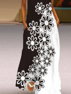 V Neck Sleeveless Printed Casual Dress