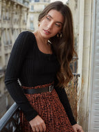 V-neck Slimming Inside Wear Pit Strip Sweater Knit Top