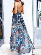 V neck Sling Print Dress