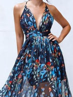 V neck Sling Print Dress