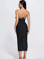V-Neck Strapless Black Party Dress