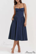 V-Neck Strapless Stylish Midi Dress