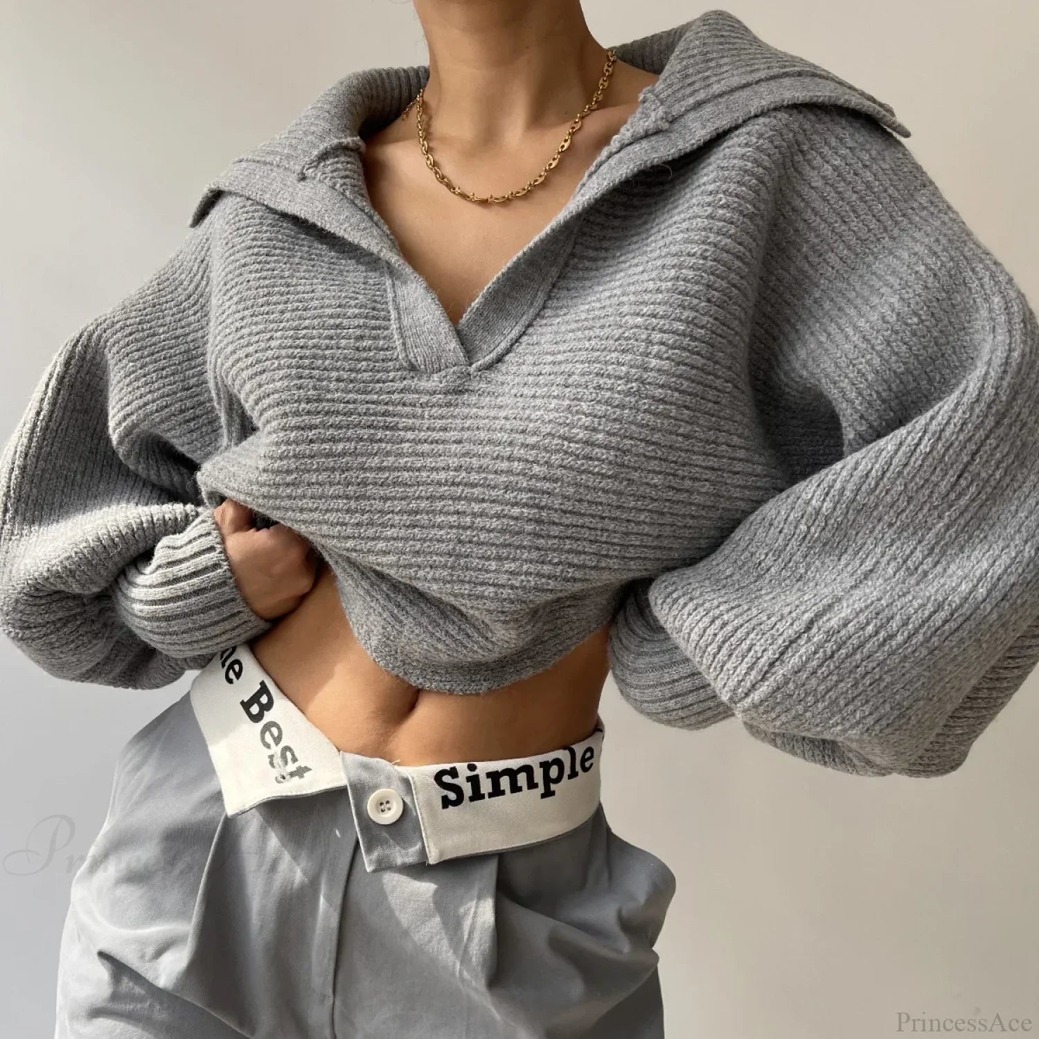 V-neck Warm White Sweater