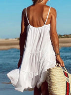 Vacation Beach Sleeveless Ruffle Dress