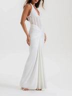 Valencia Halter Ruched Maxi Dress