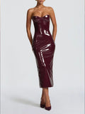 Valentina Strapless Patent Maxi Dress